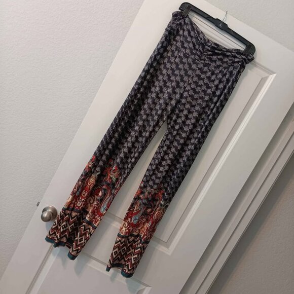 Tasha Polizzi designer ethnic boho wide leg palazzo knit pants - L - Picture 6 of 7